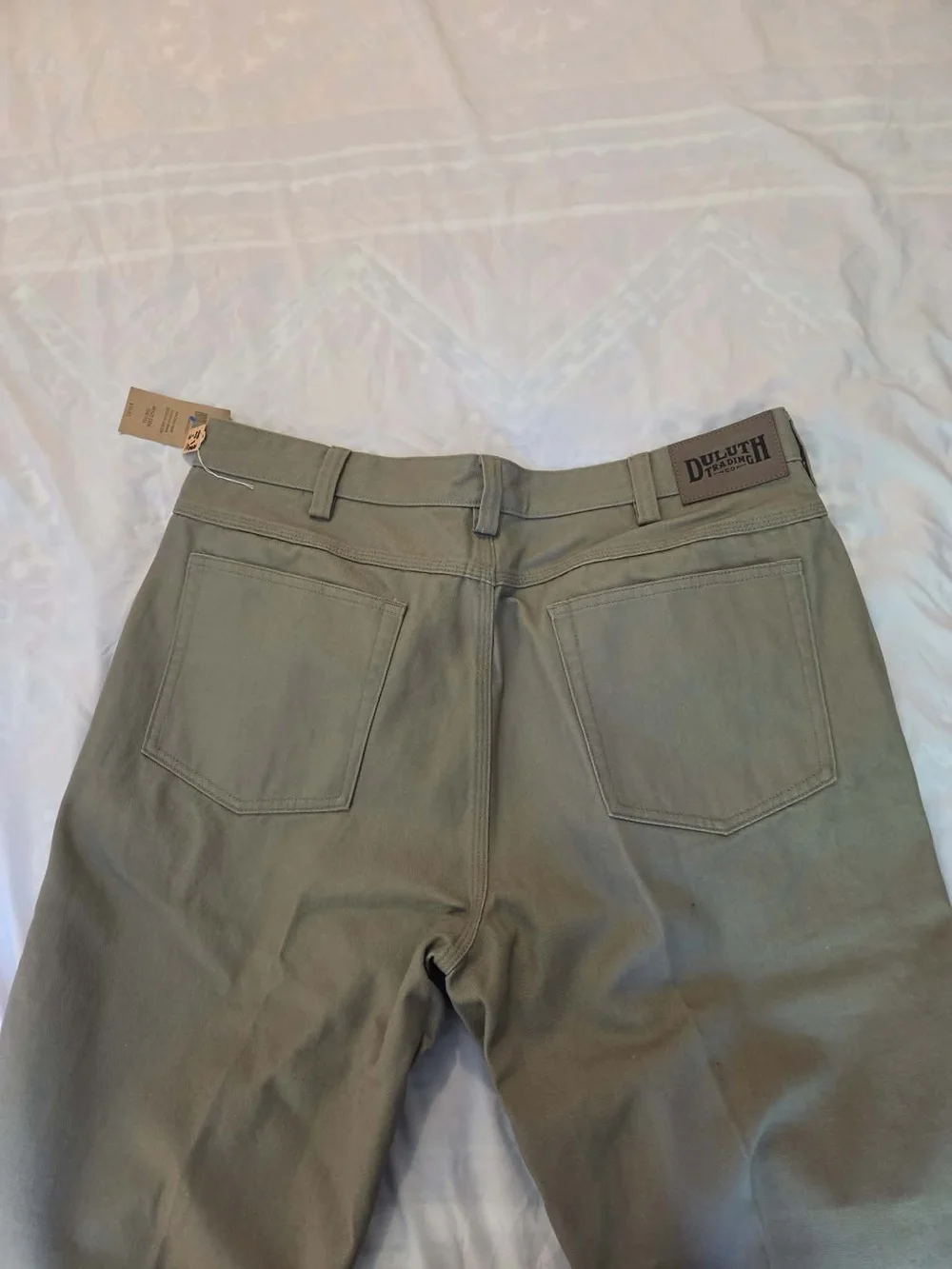 Duluth Trading Co. Tan/Natural Fire Hose 5-Pocket Jeans Tag